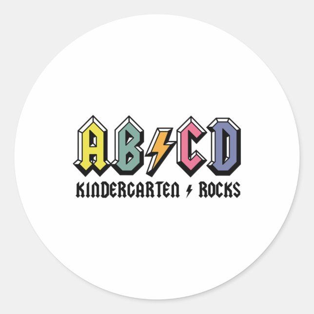 Pegatina Redonda Abcd Kindergarten Rodea A La Escuela De Jardines D (Anverso)