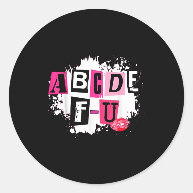 Pegatina Redonda Abcdefu Retro Funny Heart Valentine's Day  (Anverso)