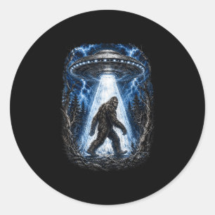 Pegatina Redonda Abducción alienígena ovni Bigfoot divertido sasqua