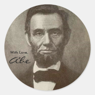 Pegatina Redonda Abe Lincoln - El presidente norteamericano Vintage