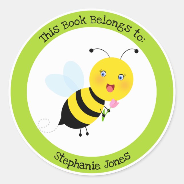 Pegatina Redonda Abeba en Tulip Garden Este libro pertenece a (Anverso)