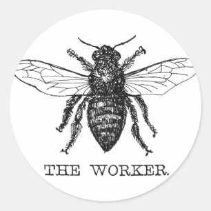 Pegatina Redonda Abee Worker Honey Black Bumblebee