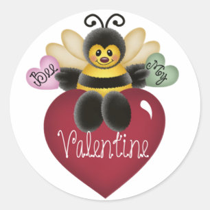 Pegatina Redonda Abeja a mis Pegatinas de Valentine Honey Bee