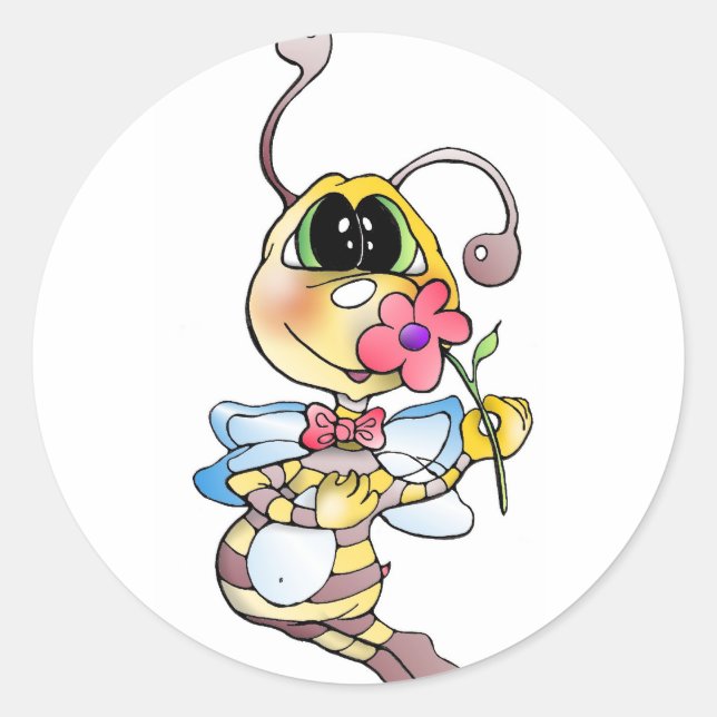 Pegatina Redonda Abeja abejas aufkleber - sticker bee bees (Anverso)