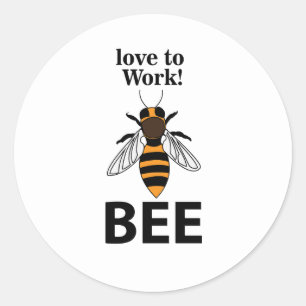 Pegatina Redonda Abeja Ama Trabajar Abeja