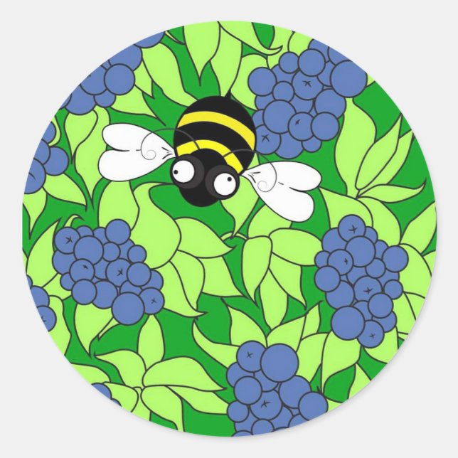 Pegatina Redonda Abeja Arándano (Anverso)