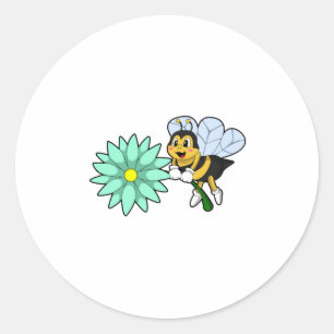 Pegatina Redonda Abeja con flor.PNG