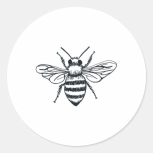 Pegatina Redonda Abeja Cuta Para Hombres Mujeres Chica Muchacha Grá