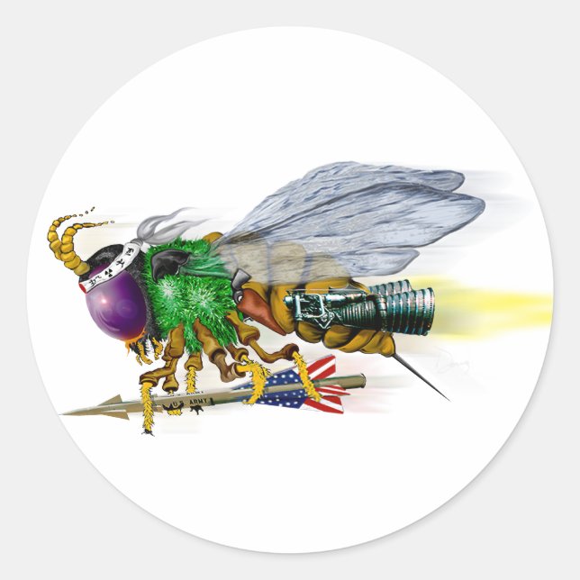 Pegatina Redonda Abeja de asesino internacional - LaRue (Anverso)