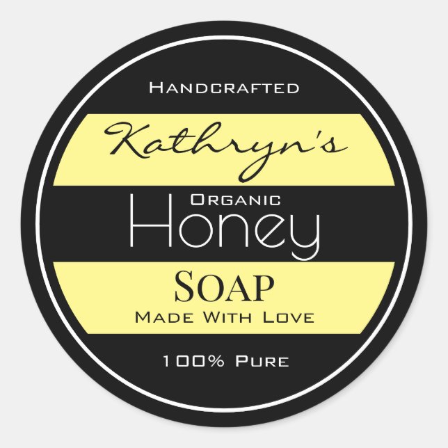 Pegatina Redonda abeja de miel personalizada (Anverso)