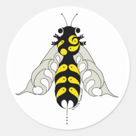 Pegatina Redonda Abeja de miel tribal