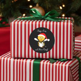 Pegatina Redonda ¡Abeja de Navidad Abeja Cantarina Alegre!