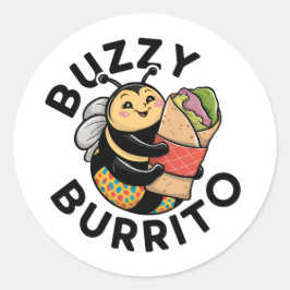 Pegatina Redonda Abeja Divertida Burrito Zumbante