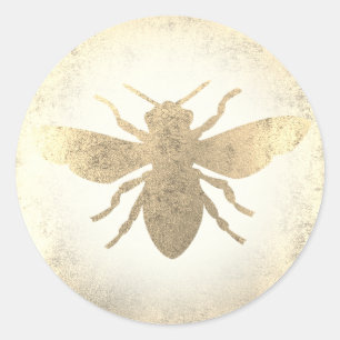 Pegatina Redonda abeja dorada