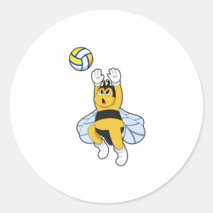 Pegatina Redonda Abeja en deportes de voleibol