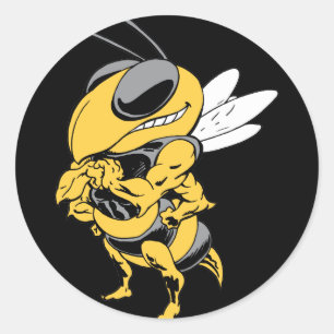 Pegatina Redonda Abeja estupenda enojada