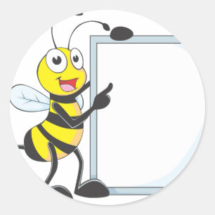 Pegatina Redonda Abeja feliz