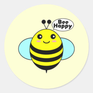 Pegatina Redonda Abeja Feliz 1