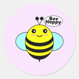 Pegatina Redonda Abeja Feliz 2