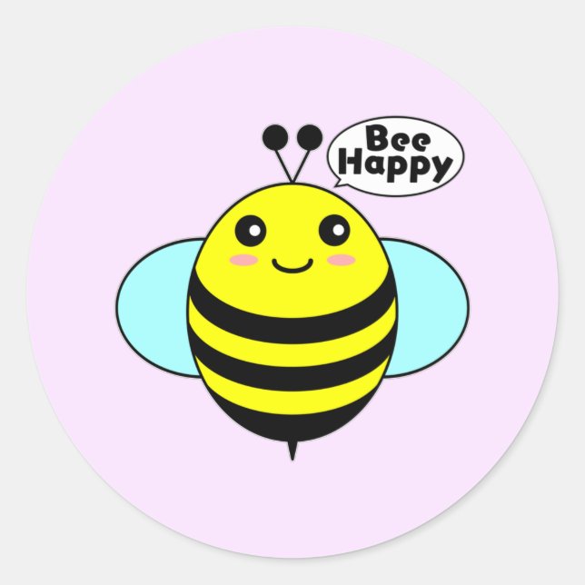 Pegatina Redonda Abeja Feliz 2 (Anverso)