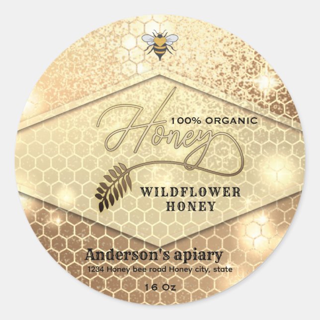 Pegatina Redonda Abeja fina y elegante moderna (Anverso)