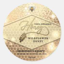 Pegatina Redonda Abeja fina y elegante moderna
