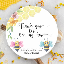 Pegatina Redonda Abeja gracias por estar aquí