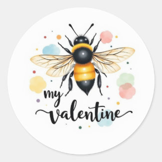 Pegatina Redonda Abeja mi San Valentín