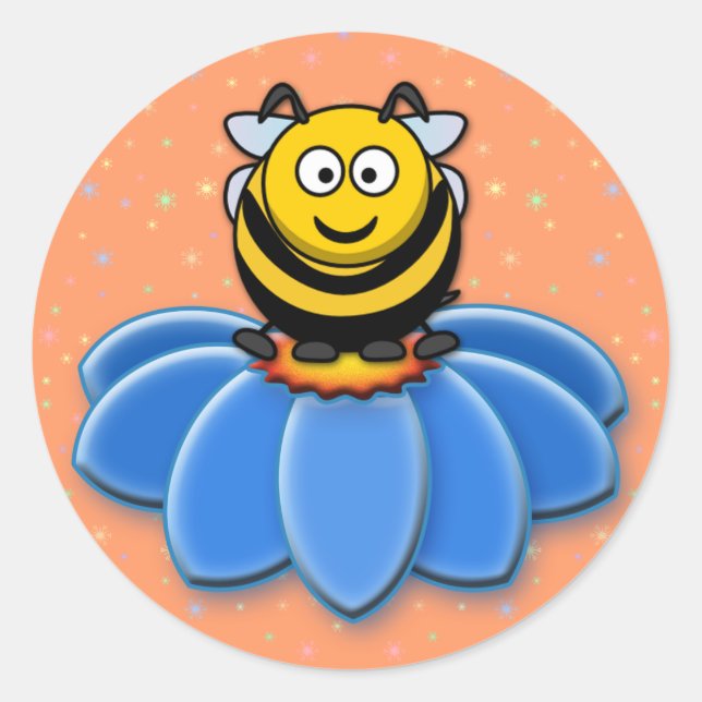 Pegatina Redonda abeja personalizado (Anverso)