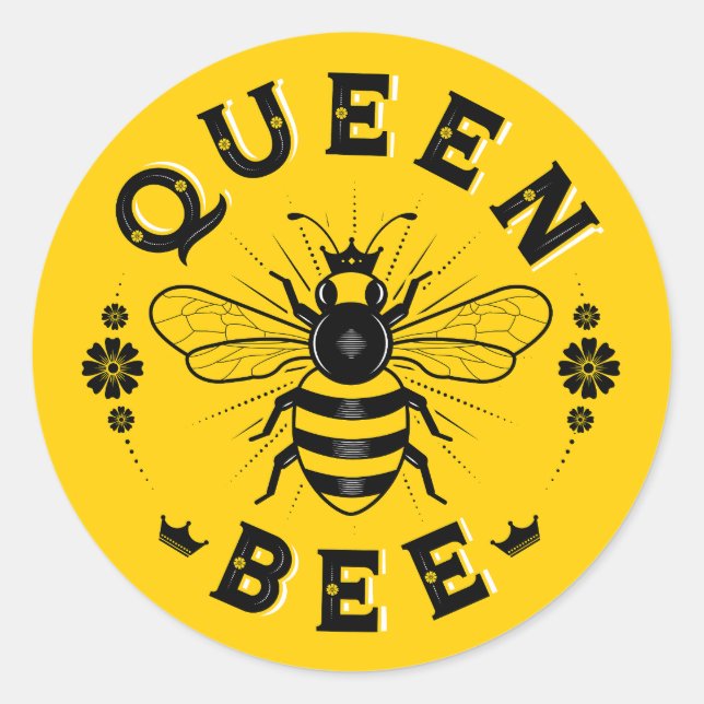 Pegatina Redonda Abeja Reina / Stickers (Anverso)