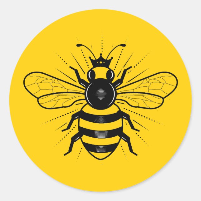 Pegatina Redonda Abeja Reina / Stickers (Anverso)