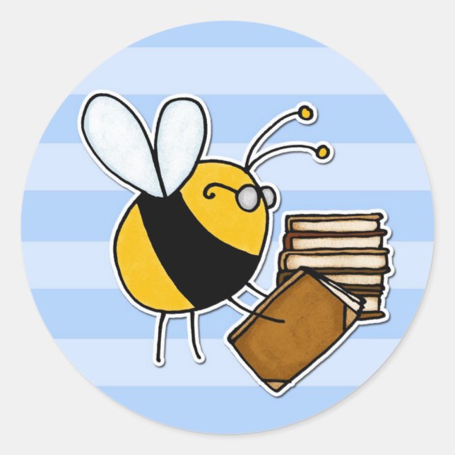 Pegatina Redonda abeja trabajadora - bibliotecaria (Anverso)