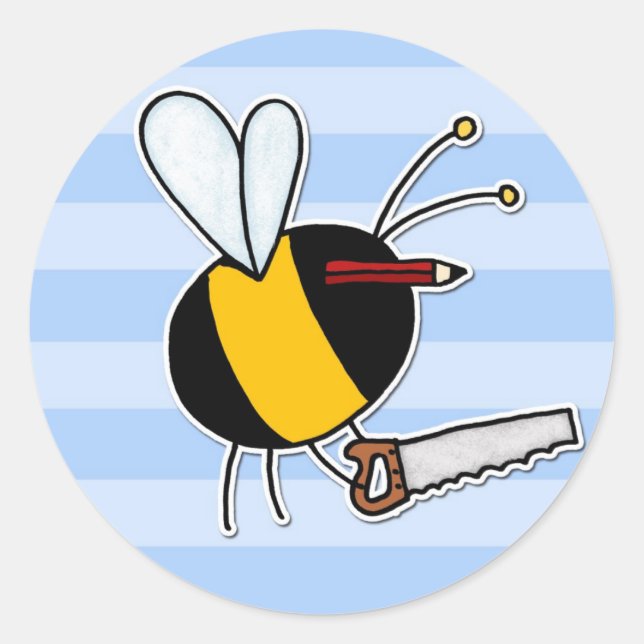 Pegatina Redonda abeja trabajadora - carpintero (Anverso)