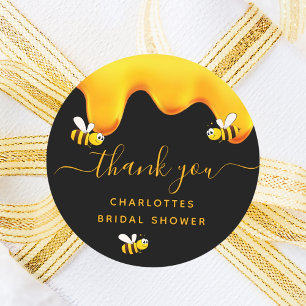 Pegatina Redonda Abejas bumble negras miel dulce despedida de solte