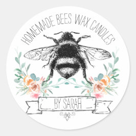 Pegatina Redonda Abejas caseras extravagantes Velas de cera
