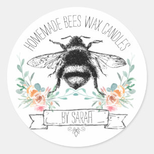 Pegatina Redonda Abejas caseras extravagantes Velas de cera