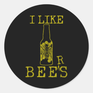 Pegatina Redonda Abejas & Cerveza - Cita Divertida Apicultura Regal