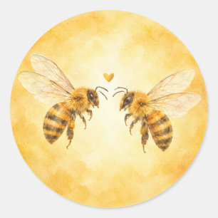 Pegatina Redonda Abejas de Acuarela Sticker de Boda para Significar