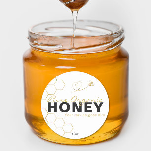 Pegatina Redonda Abejas de oro de miel modernas