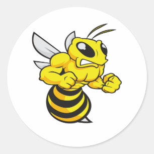 Pegatina Redonda abejas melíferas enojadas, idea de regalo divertid