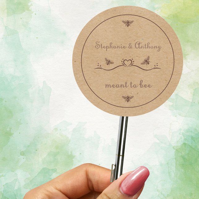 Pegatina Redonda Abejas Rústicas Personalizadas para Boda Abeja Hec (Subido por el creador)
