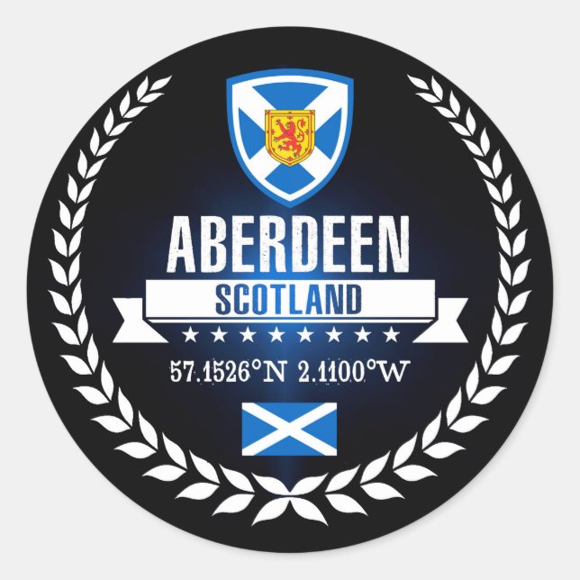 Pegatina Redonda Aberdeen (Anverso)