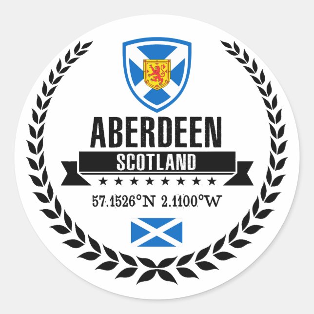 Pegatina Redonda Aberdeen (Anverso)