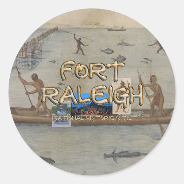 Pegatina Redonda ABH Fort Raleigh (Anverso)