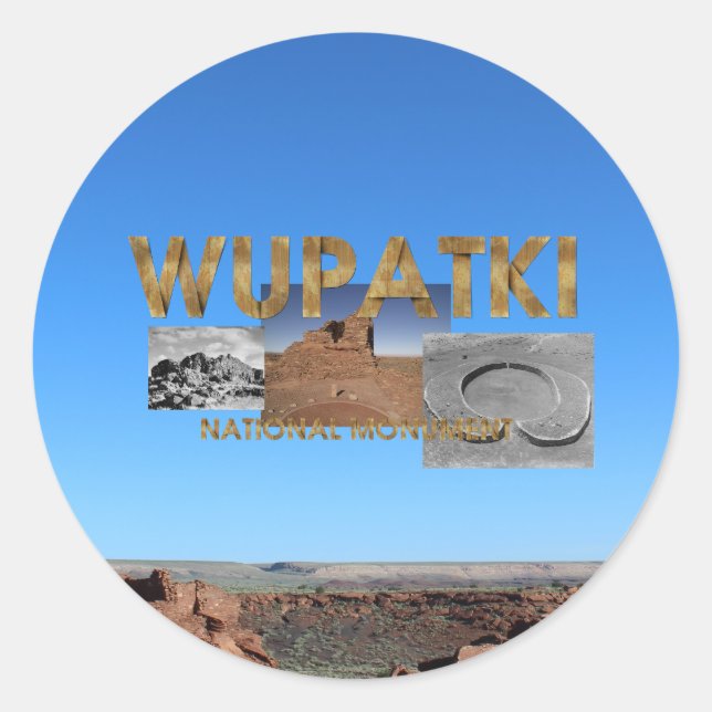 Pegatina Redonda ABH Wupatki National Monument (Anverso)
