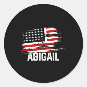 Pegatina Redonda Abigail Bandera Estadounidense Personalizada El 4 