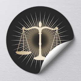 Pegatina Redonda Abogado Abogado Escala de Oro de Justicia Derecho