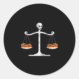 Pegatina Redonda Abogado Esqueleto Halloween Sarcástico Estudiante