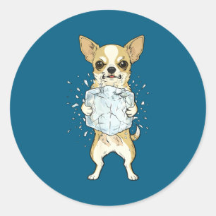 Pegatina Redonda Abolir hielo chihuahua divertido sin hielo perro m