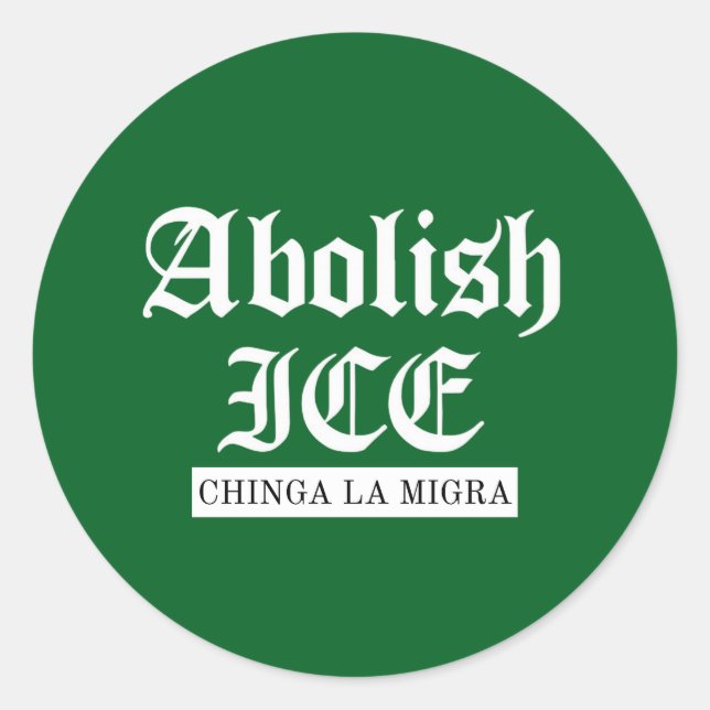 Pegatina Redonda Abolir ICE – Declaración de protesta gótica (Anverso)